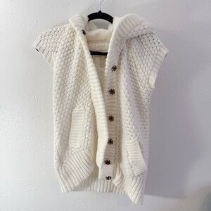Zara Cream‎ Hooded Cardigan Vest